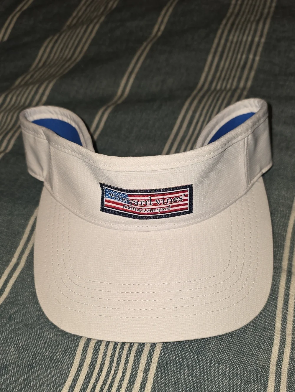 Vineyard Vines American Performance White Visor with American Flag Patch
